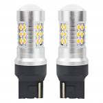 Set becuri auto cu LED CANBUS, 3030, 24SMD, compatibil T20, 7440, WY21W, Portocaliu, 12V / 24V, destinat competitiilor auto sau off-road