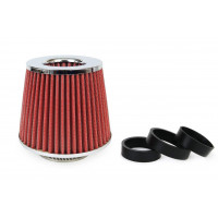 Filtru de aer conic rosu + chrome cu 3 adaptoare Filtru de aer conic rosu + chrome cu 3 adaptoare