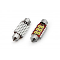 Set becuri auto cu LED CANBUS sofit compatibil C5W 12 SMD 4014 39mm Alb 12/24V, destinat competitiilor auto sau off-road Set becuri auto cu LED CANBUS sofit compatibil C5W 12 SMD 4014 39mm Alb 12/24V, destinat competitiilor auto sau off-road