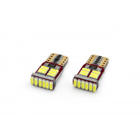 Set becuri auto cu LED CANBUS compatibil T10e W5W 18 SMD Alb 12V, destinat competitiilor auto sau off-road Set becuri auto cu LED CANBUS compatibil T10e W5W 18 SMD Alb 12V, destinat competitiilor auto sau off-road