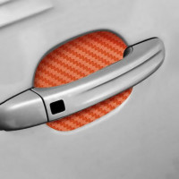 Set 4 bucati protectie zgarieturi manere usa din autocolant carbon 3D Orange Set 4 bucati protectie zgarieturi manere usa din autocolant carbon 3D Orange