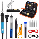 Set Profesional 15 Piese pentru Lipire – Pistol de Lipit, Suport cu Arc, Varfuri Interschimbabile, Pompa cositor, Penseta si Accesorii Complete in Husa Portabila