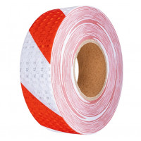 Banda reflectorizanta adeziva tip fagure - ROSU-ALB (rola 5cm x 25m)