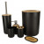 Set Elegant pentru baie format din 6 piese, ABS + lemn, culoare negru/maro Set Elegant pentru baie format din 6 piese, ABS + lemn, culoare negru/maro