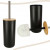 Set Elegant pentru baie format din 6 piese, ABS + lemn, culoare negru/maro Set Elegant pentru baie format din 6 piese, ABS + lemn, culoare negru/maro