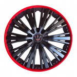 Set 4 capace roti VELAR Pulse Red, design Sport cu accente rosii, ABS rezistent, Universal, pentru jante R16