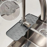 Covoras din silicon anti-picurator pentru lavoare, dimensiune 36,5 x 14 cm, culoare Gri