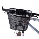 Cos metalic pentru bicicleta cu maner, demontabil, conceput pentru a fi montat in partea din fata, culoare Neagra
