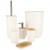 Set Elegant pentru baie format din 6 piese, ABS + lemn, culoare alb/maro