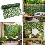 Gard viu artificial decorativ cu frunze iedera, culoare verde, dimensiune 300 x 100cm