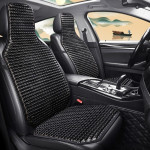 Husa Premium pentru scaun auto cu bile de masaj din lemn, dimensiune 122 x 42 cm, culoare Negru