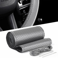 Husa volan din PIELE GRI + ATA GRI, diametru 37 - 39 cm (se coase, aspect ORIGINAL) Husa volan din PIELE GRI + ATA GRI, diametru 37 - 39 cm (se coase, aspect ORIGINAL)