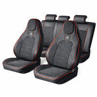 Set huse scaune auto Premium, model BLAZE Torque, design Sportiv, universale, ergonomice, Piele Ecologica cu insertii textile, culoare Negru/Rosu Set huse scaune auto Premium, model BLAZE Torque, design Sportiv, universale, ergonomice, Piele Ecologica cu insertii textile, culoare Negru/Rosu