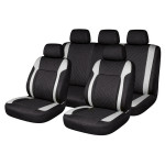 Set huse scaune auto Premium, model DIAMOND Core, design Sportiv,  universale, ergonomice, Piele Ecologica Matlasata, culoare Negru/Gri