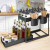 Organizator multifunctional pentru chiuveta cu recipient de depozitare glisant, utilizabil in bucatarie sau baie dimensiuni, 40 x 23 x 32 cm, culoare Neagra