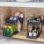 Organizator multifunctional pentru chiuveta cu recipient de depozitare glisant, utilizabil in bucatarie sau baie dimensiuni, 40 x 23 x 32 cm, culoare Neagra